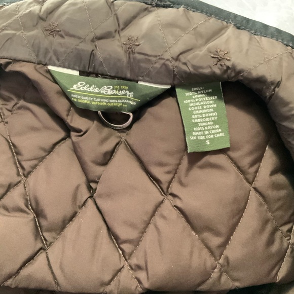 Eddie Bauer Goose Down Quilted Vest Brown Sz Small - Picture 5 of 5